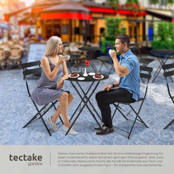 Bistrotisch Set tectake Frieda Belastbarkeit Stuhl 120 kg für 2 Personen schwarz
