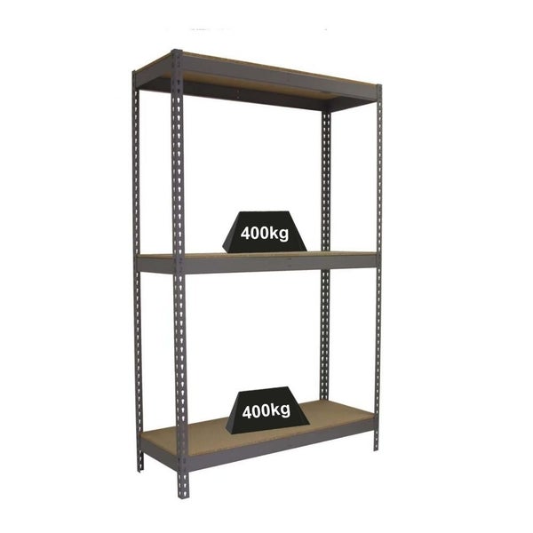 PROREGAL Schwerlastregal Wood Beast Three HxBxT 200 x 240 x 45 cm 3 Ebenen Fachlast 400 kg Grau