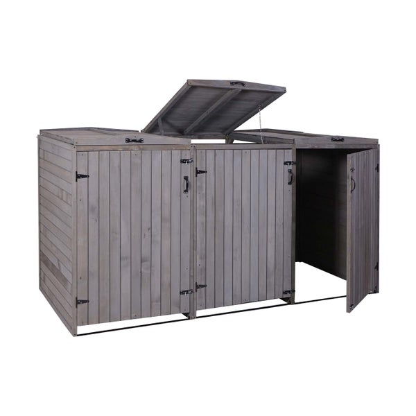 Mülltonnenbox für drei Mülltonnen, aus Holz