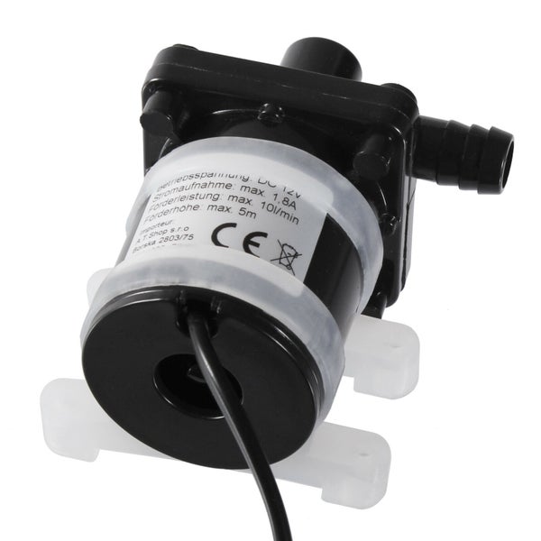 Eine elektrische Tauchpumpe 12 Volt mit Kabel und Halterung fuer verschiedene Anwendungen