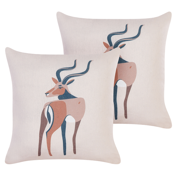 Dekokissen 2er Set ABAL 45 x 45 cm Beige Tiermuster