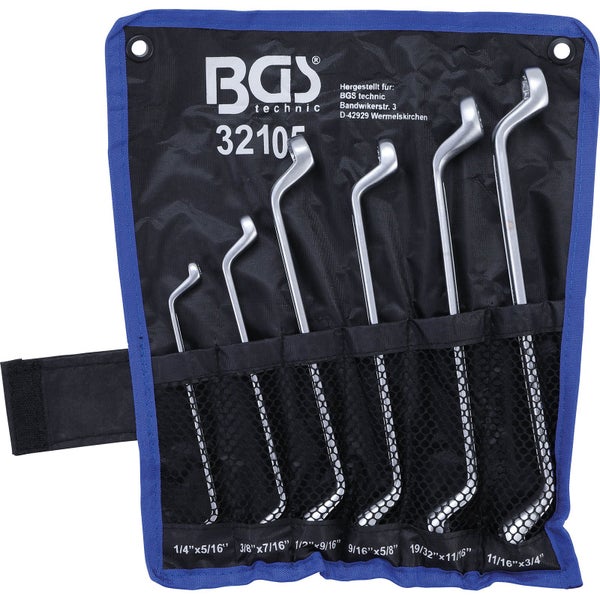 BGS Doppel-Ringschlüssel-Satz tief gekröpft Zollgrößen SW 1/4 - 3/4 6tlg. - 32105