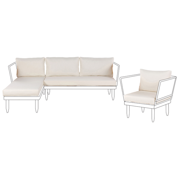 Gartenmöbelset mit einer Bank und einem Tisch auf einer Terrasse