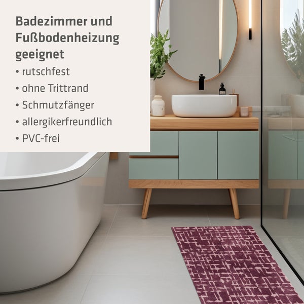 Akzente Feel Badematte mit Motiv in Aubergine Fußmatte 70 x 100 cm, rutschfest, saugfähig