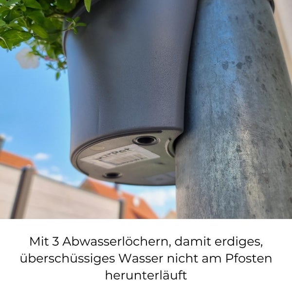 Blumentopf für Regenrohr Regenrinne Fallrohr Säule Pfosten Abflussrohr Hängetopf Pflanztopf Pflanzgefäß Anthrazit