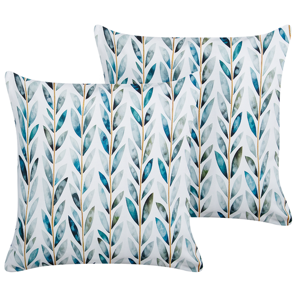 Gartenkissen 2er Set LOANO Pflanzenmuster 45 x 45 cm Grün