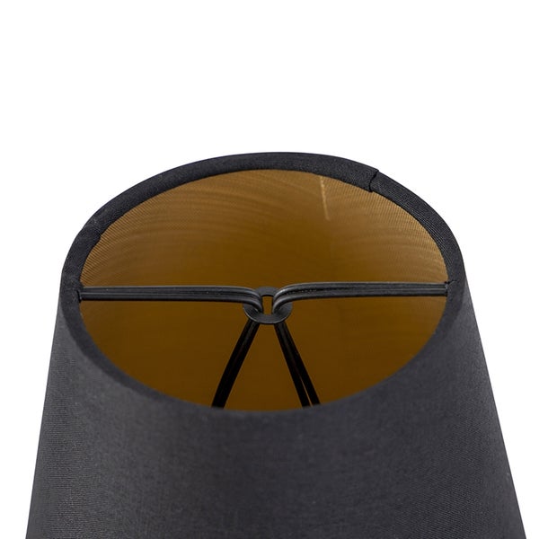 Baumwollklemmschirm schwarz 12 cm rund mit goldener Innenseite