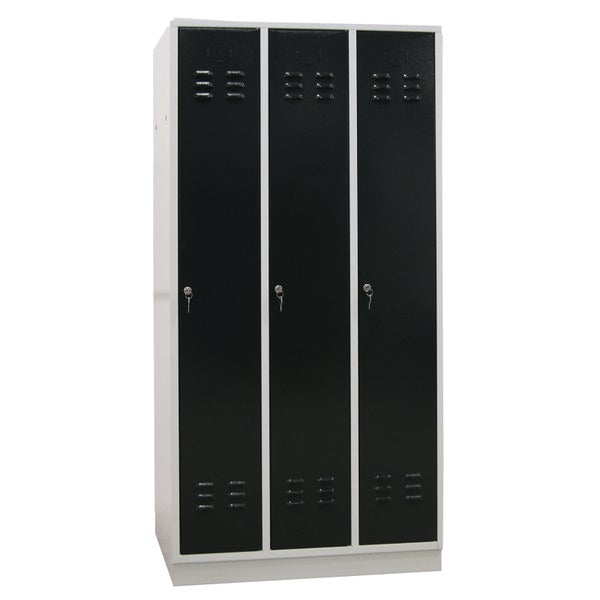 PROREGAL Garderobenschrank Ermine mit 3 Türen HxBxT 178 x 89 x 50 cm Lichtgrau Anthrazitgrau