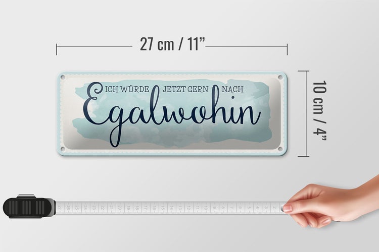Blechschild Spruch 27x10 cm würde gern nach Egalwohin Dekoration