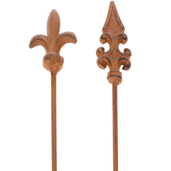 Zwei Gartenstecker mit Lilienmuster für die Gartendekoration