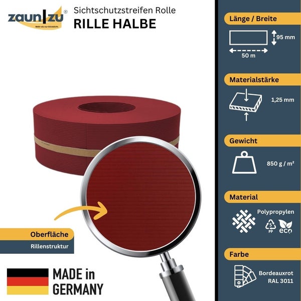 Zaun zu Sichtschutzstreifen Rolle Rille Halbe aus Polypropylen