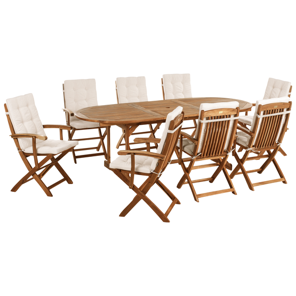 Gartenmöbel Set 8-Sitzer MAUI PREMIUM Akazienholz Hellbeige