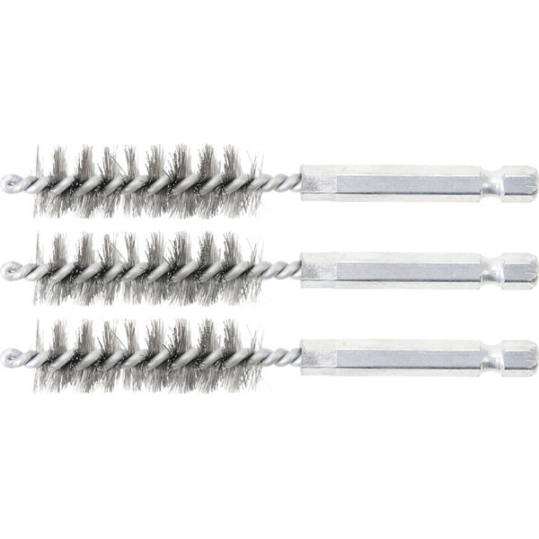 BGS Stahlbürste 14 mm Antrieb Außensechskant 6,3 mm (1/4) 3tlg. - 3078-14-S