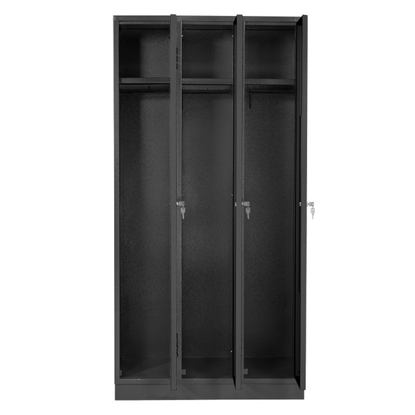 PROREGAL Garderobenschrank Ermine mit 3 Türen | HxBxT 178x89x50cm | Anthrazitgrau | Spind, Aufbewahrungsspind, Arbeitsschrank