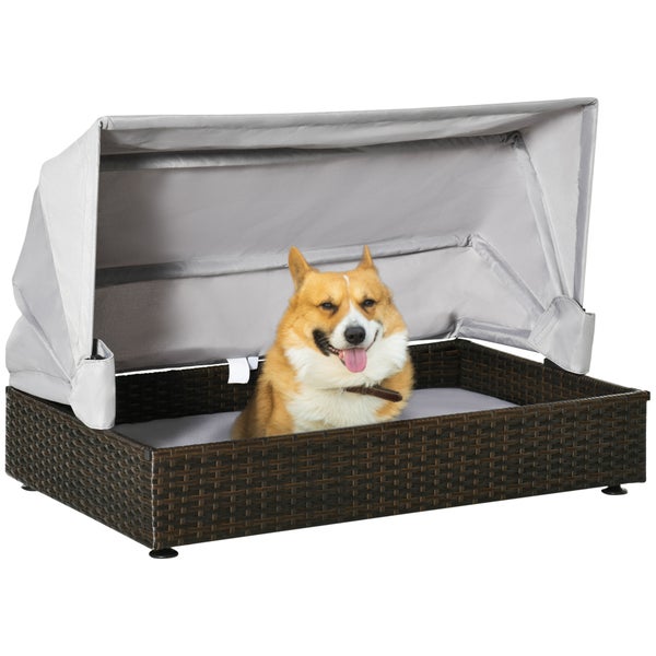 PawHut Rattan Hundehtte, 90 x 60 x 65 cm, PE-Rattan, | HORNBACH