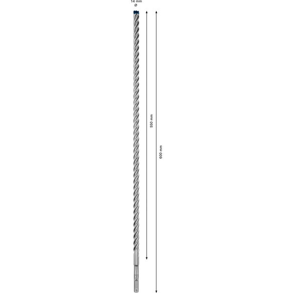 Bohrer mit 14 mm Durchmesser, 550 mm Arbeitslänge und 600 mm Gesamtlänge