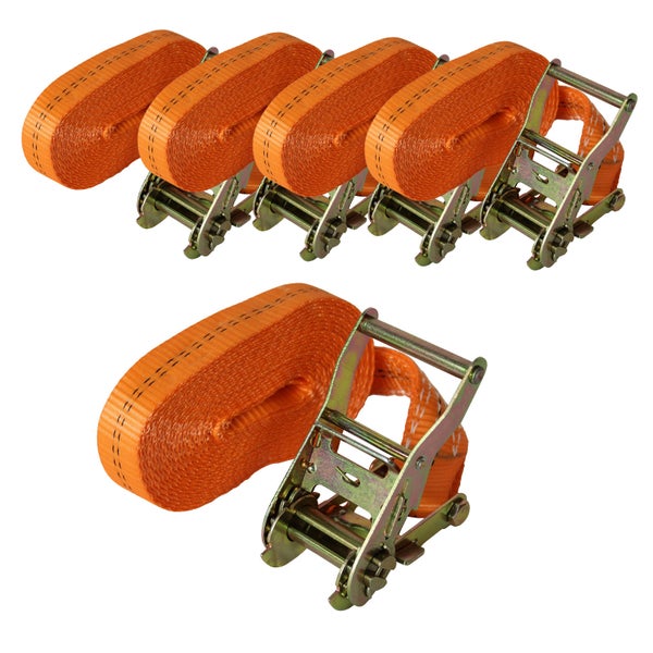 Set aus vier Spanngurten mit Ratsche zur Ladungssicherung aus Textilgewebe mit Metallmechanismus