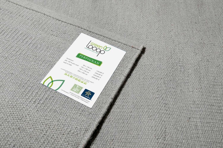 Kelim Teppich Grau aus Wolle Perpignan Green Looop 200x290 cm