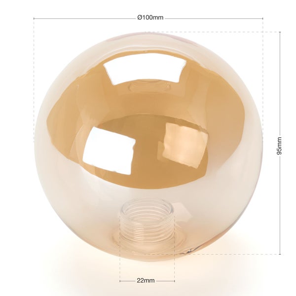Kugelförmiges Lampenglas mit einem Durchmesser von 100 mm und einer Höhe von 95 mm