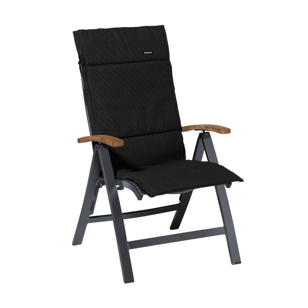 Hochlehnerauflage Fiber Deluxe Rib schwarz - Ca. 125x50 cm - 4er-Set