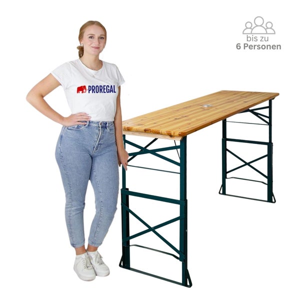 Festzeltgarnitur mit einer Frau, geeignet für bis zu sechs Personen