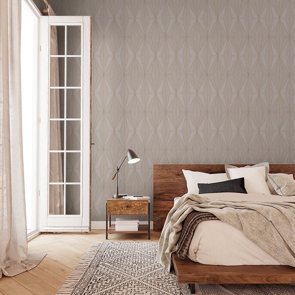 Tapete Beige Grafisch Modern für Wohnzimmer Schlafzimmer MADE IN GERMANY 10,05 x 0,53m