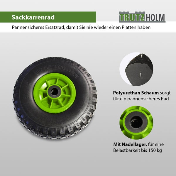 Schubkarrenrad mit Polyurethan Schaum und Nadellager bis 150 Kilogramm Belastbarkeit