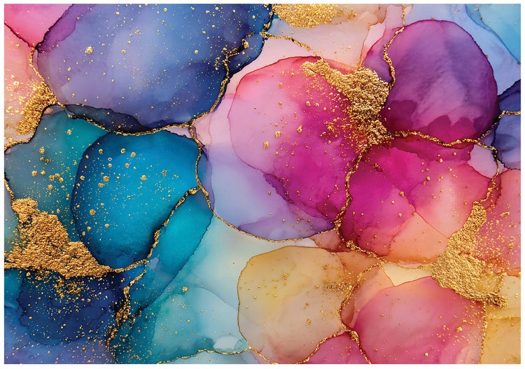 Abstrakte Illustration mit Farbverläufen und goldenen Akzenten