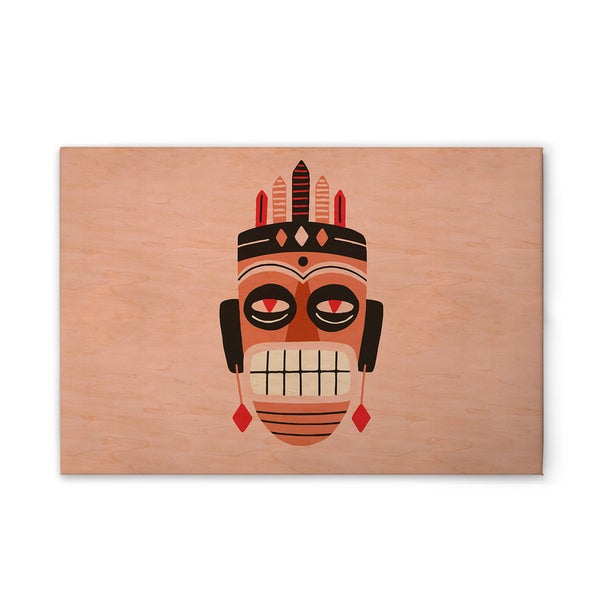 Holzbild mit Abbildung einer Stammesmaske