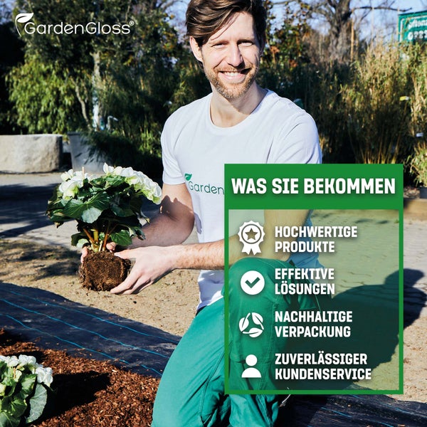 GardenGloss 20m² Anti-Unkrautgewebe 100g/m² – Wasserdurchlässig und Reissfest – Unkrautvlies Gartenvlies mit hoher UV-Stabilisierung – Bändchengewebe Unkrautfolie (10m x 2m, gefaltet)