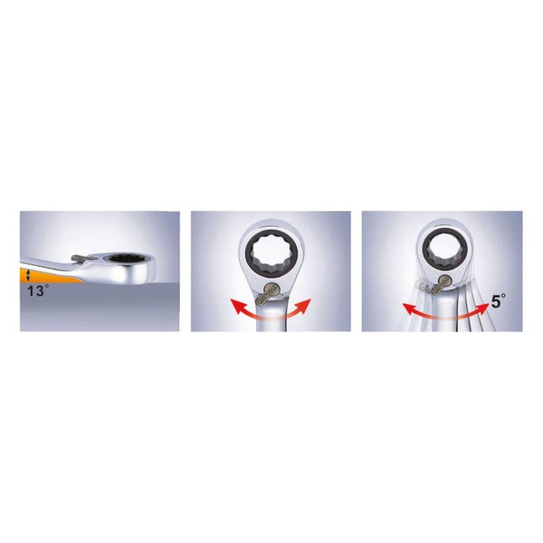 KS TOOLS DUO GEARplus Ringmaulschlüssel Maul-Ratschenfunktion 15 mm umschaltbar - 503.5915