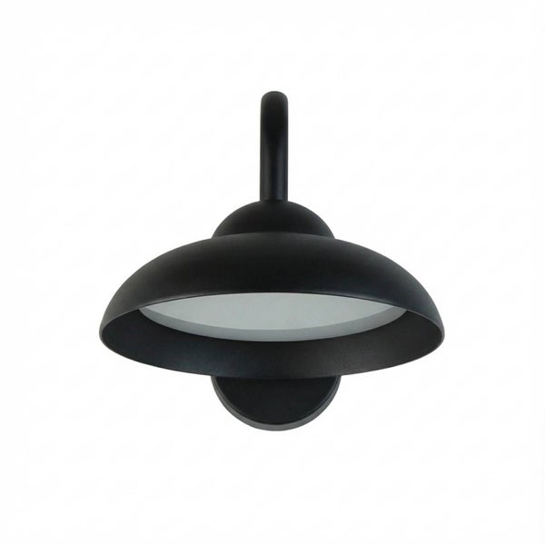 Schwarze Außenwandleuchte mit gewölbtem Schirm