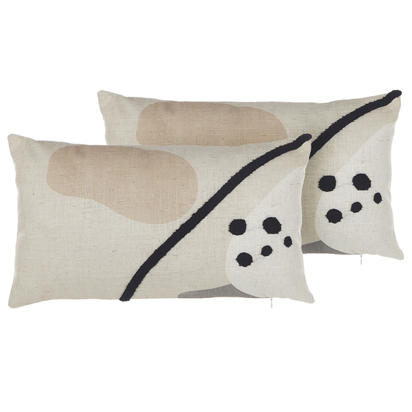 Dekokissen 2er Set OSTEOSPERMUM 30 x 50 cm Beige Abstraktes Muster