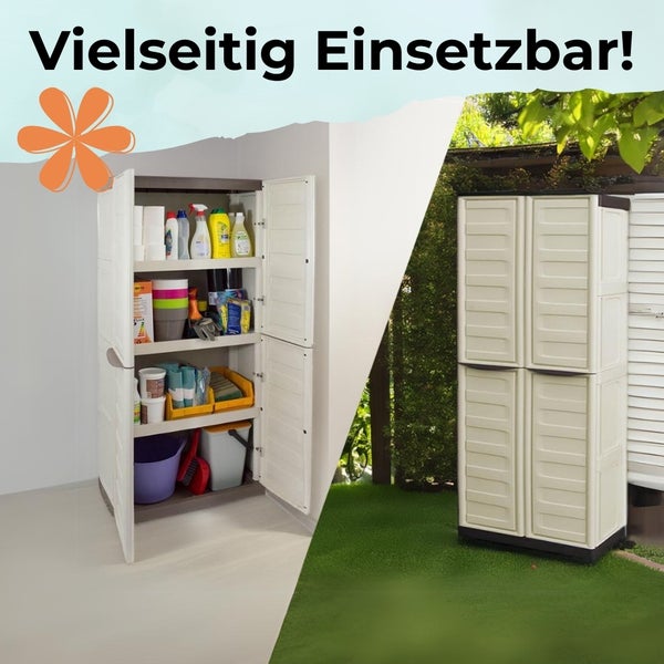 Gartenschrank Kunststoff Geräteschrank Wetterfest Balkonschrank Wasserdicht Haushaltsschrank Werkstatt Schrank