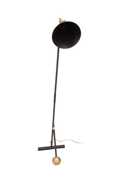 Designer Stehlampe im Factory-Style Schwarz Gold, Loft Stil Lampe 144 cm | Wohnzimmer Esszimmer Leuchte
