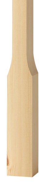 Geländerstab aus Holz mit quadratischem Querschnitt, der sich im oberen Bereich verjüngt.
