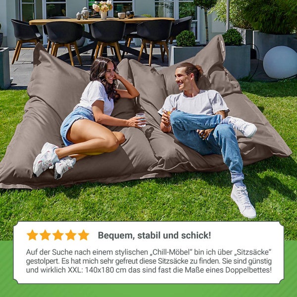 Green Bean Sitzsack XXL 140x180cm 380 Liter Kinder & Erwachsene Bean Bag EPS Perlen Füllung Riesensitzsack Groß Draußen Outdoor Liegekissen Waschbar Wetterfest Lounge Sitzkissen Bodenkissen Khaki