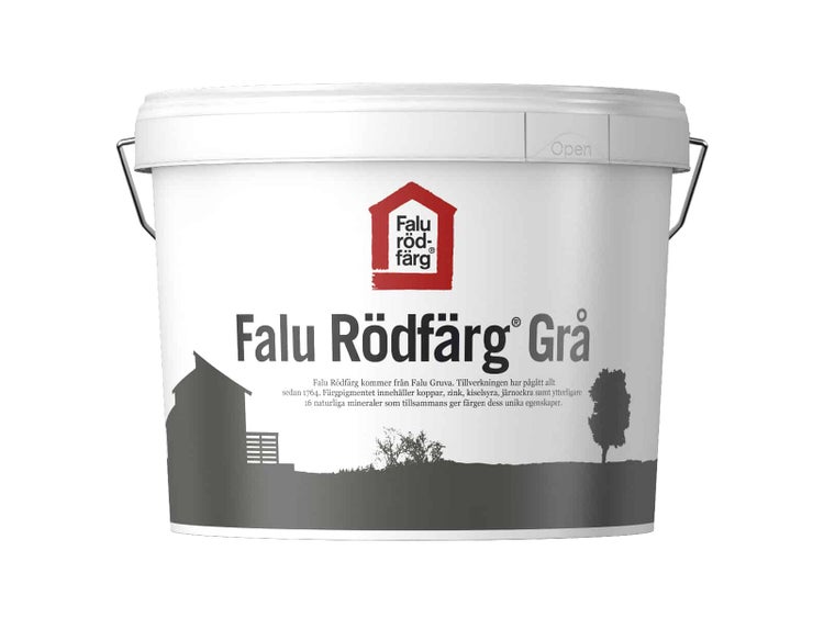 Falu Rödfärg Grå Außenfarbe im Kunststoffeimer mit Tragebügel.