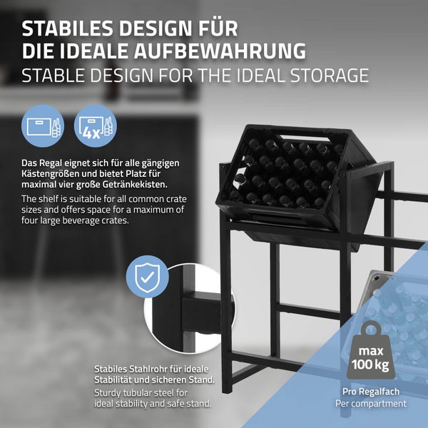 ML-Design 2er Set Getränkekistenregal für 4 Kisten, 91x31x75,5 cm, Stahl, freistehend, stabil, Standregal für Getränkekisten, Getränkeregal Kastenregal Kistenregal Getränkekistenständer Kistenständer
