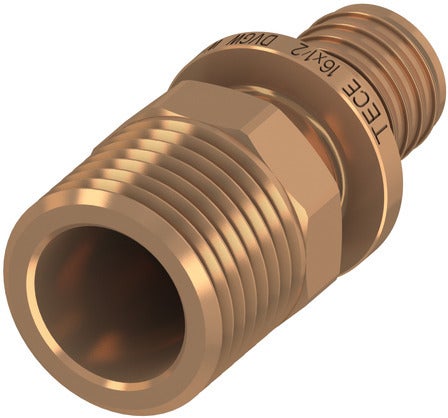 TECE Übergangsstück aus Rotguss mit Außengewinde für Rohrleitungen.