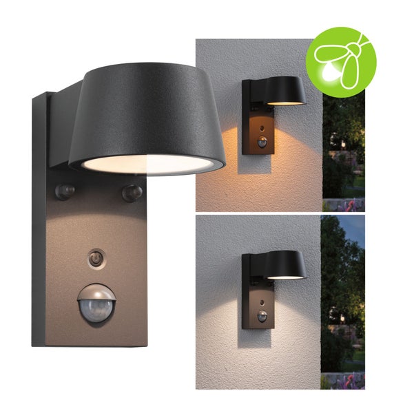 LED Außenwandleuchte Capea Dämmerungsgesteuerter Bewegungsmelder (IR) insektenfreundlich IP44 96x153mm Tunable Warm 6W 450lm 230V 98° Anthrazit Aluminium