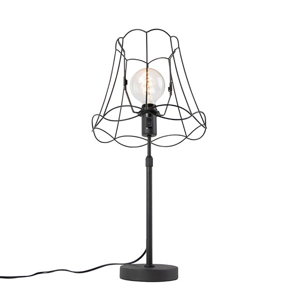 Tischleuchte mit Metallgestell und Glühbirne