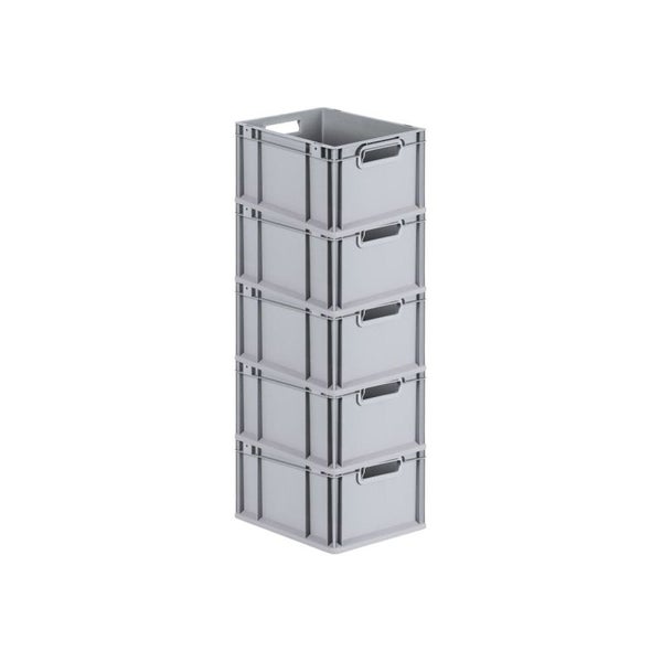 PROREGAL Spar Set 5x Eurobox Nextgen Economy Mit Scharnierdeckel & Schwarzen Schiebeschnappverschlüssen Griffe Offen HxBxT 22 x 30 x 40 cm 20 Liter