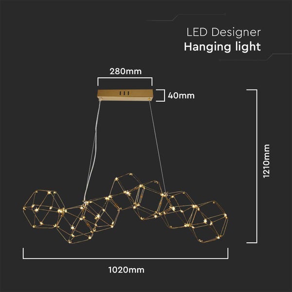 LED-Design-Hängeleuchte mit Abmessungen