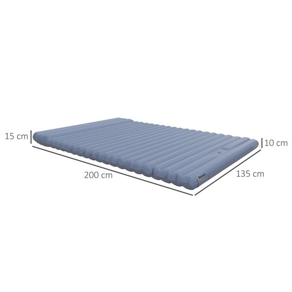 Outsunny Camping Isomatte, Luftmatratze, selbstaufblasende Schlafmatte mit Fußpresse Pumpe, Tragetasche für 2 Personen, Luftbett für Reisen, bis 150 kg belastbar, Blau