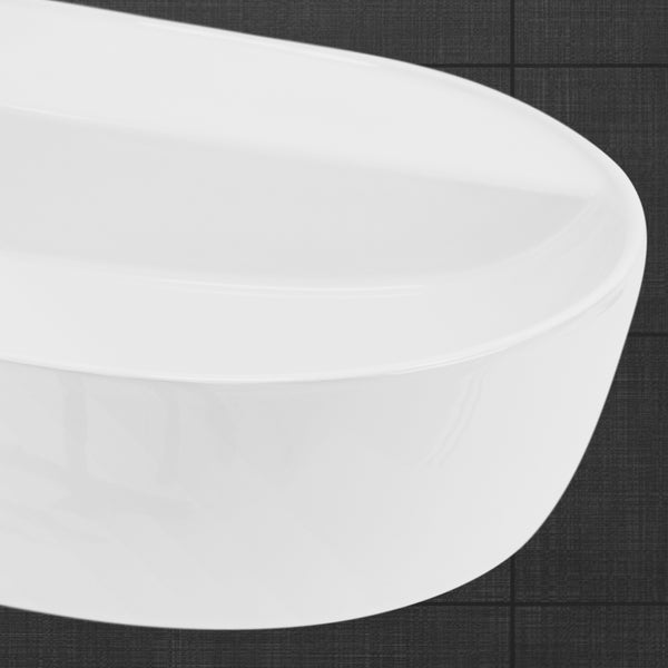 ML-Design Waschbecken aus Keramik in Weiß glänzend 80 x 40 x 12 cm, Oval, Moderne Aufsatzwaschbecken, Design Waschtisch Aufsatz-Waschschale Waschplatz Handwaschbecken, für das Badezimmer / Gäste-WC