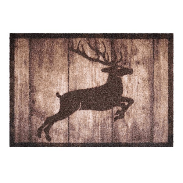 Akzente Listen Deer Jump Rutschfest,Fußmatte, 70x100 cm, Polyamid+TPE, abriebfest, wetterbeständig, PVC-frei, für Fußbodenheizung geeignet.