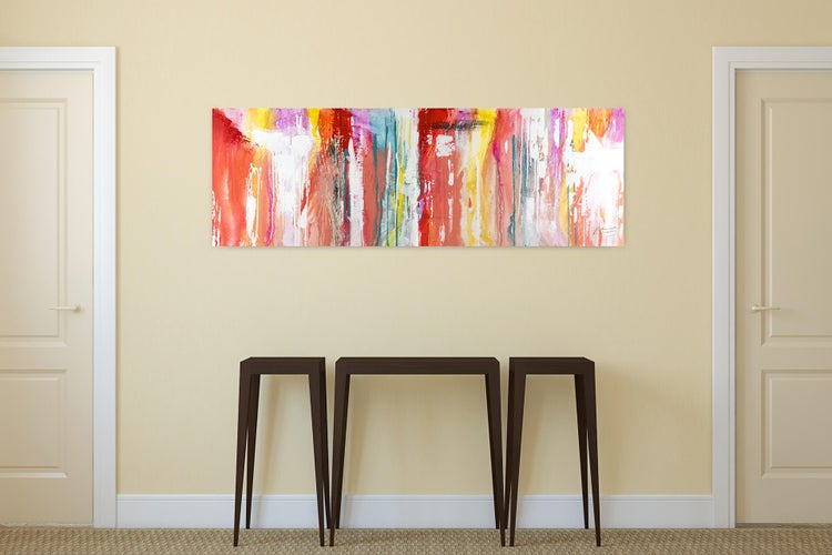 Handgemaltes Gemälde Acrylfarbe 150x50cm Rot
