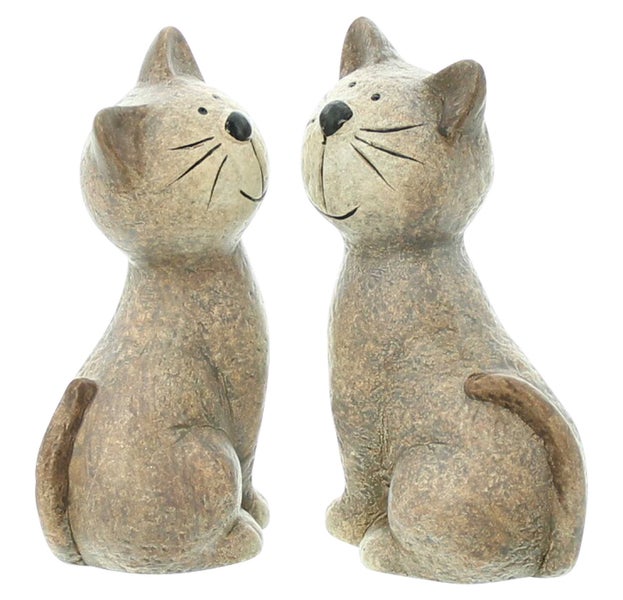 FRANK FLECHTWAREN | Figur Katze, 2er Set, TERRACOTTA, 10 x 7,5 x 16,5 cm