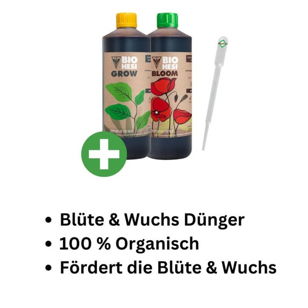 Hesi 2-Teiliges Organisches Dünger Set – Bio Grow & Bloom Complex mit Weedness Pipette |2x 1 Liter Natürlicher Pflanzendünger für Innen, Gewächshaus & Freiland | Nachhaltige, Umweltfreundliche Pflanzenpflege